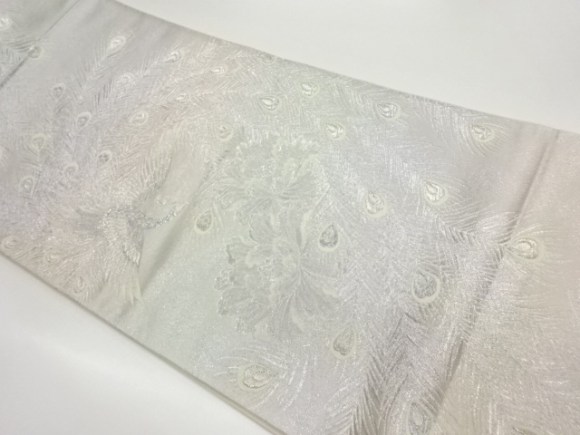 孔雀模様織出し袋帯